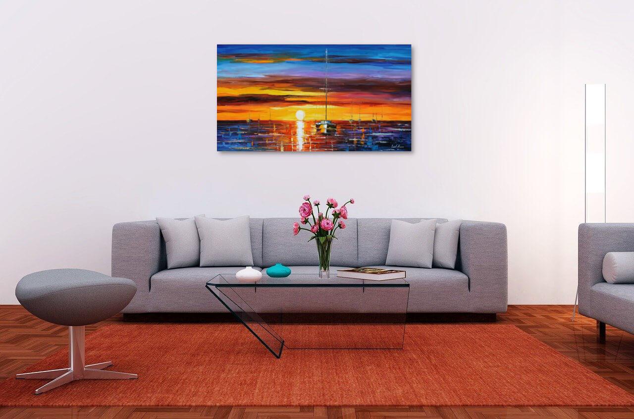 Photo painting on canvas - Bright flashes of the evening sea