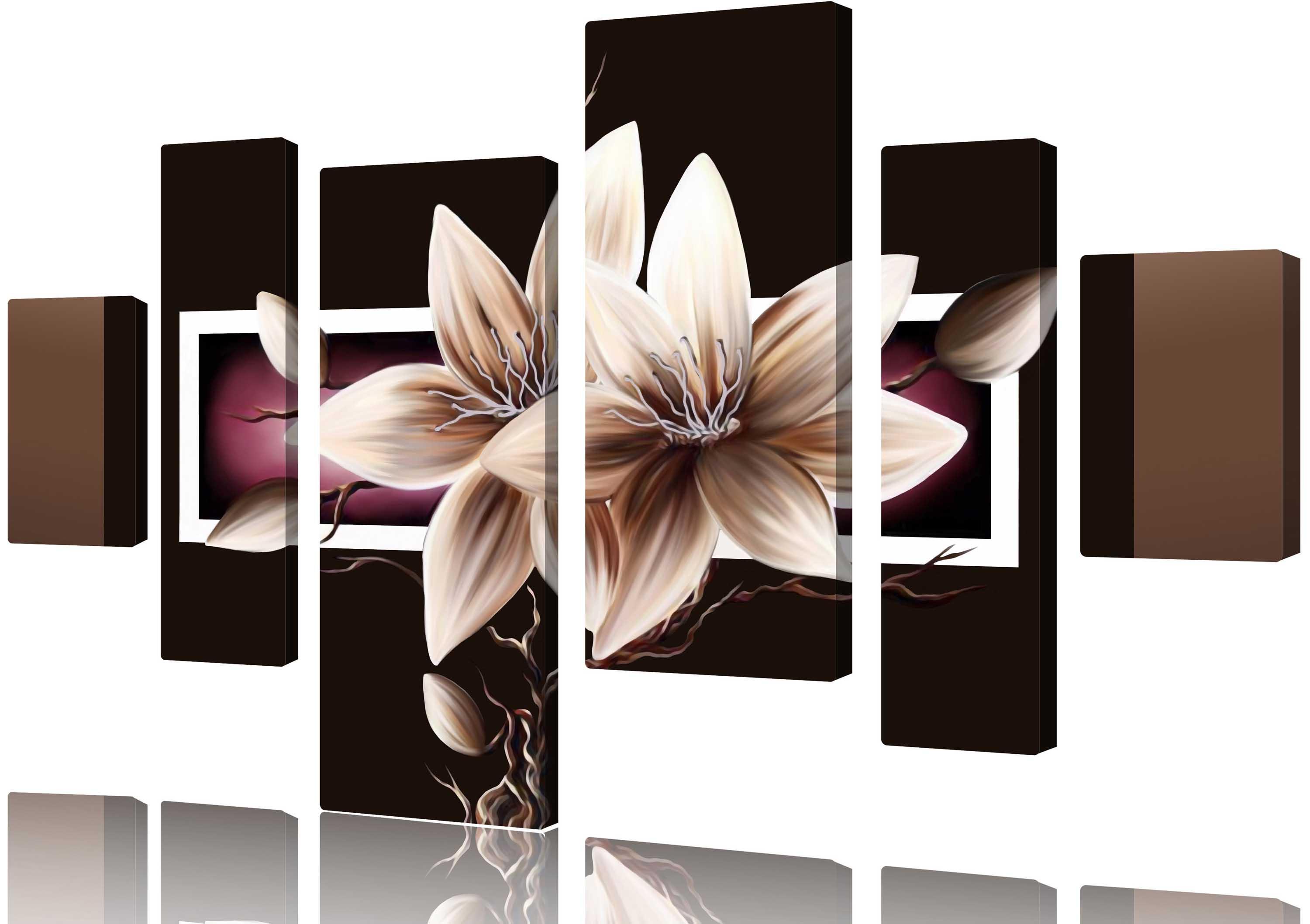 Modulares Bild - zarte Blumen auf schwarzem Hintergrund