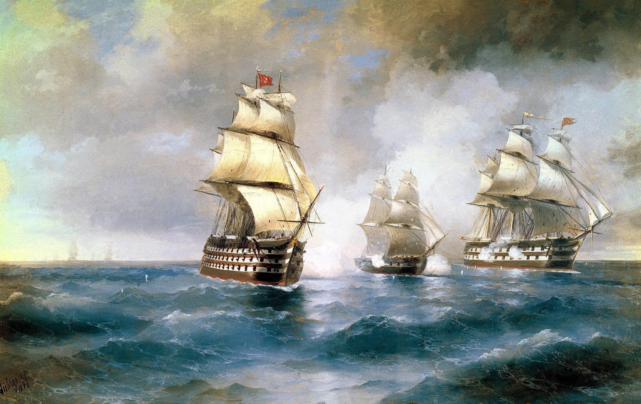 Picture Ivan Aivazovsky - Brig "Mercury", attacked by two Turkish ships 2
