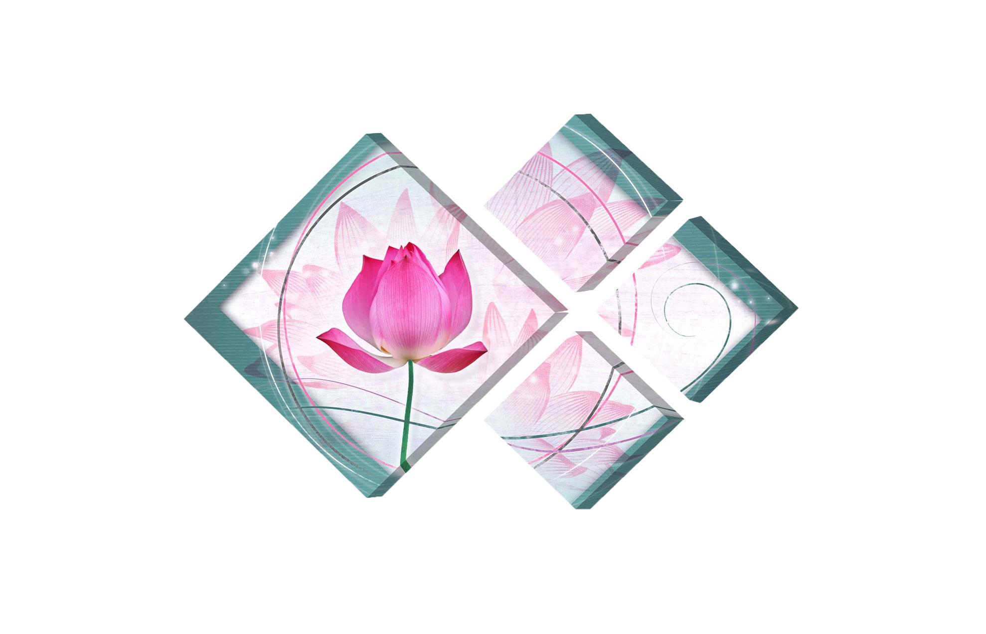 Bild Modulares Bild - rosa zarte Blume auf rosa Hintergrund 3