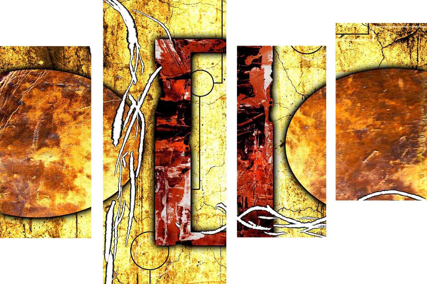 Bild Modulares Bild - Abstraktionen auf gelbem Hintergrund 3