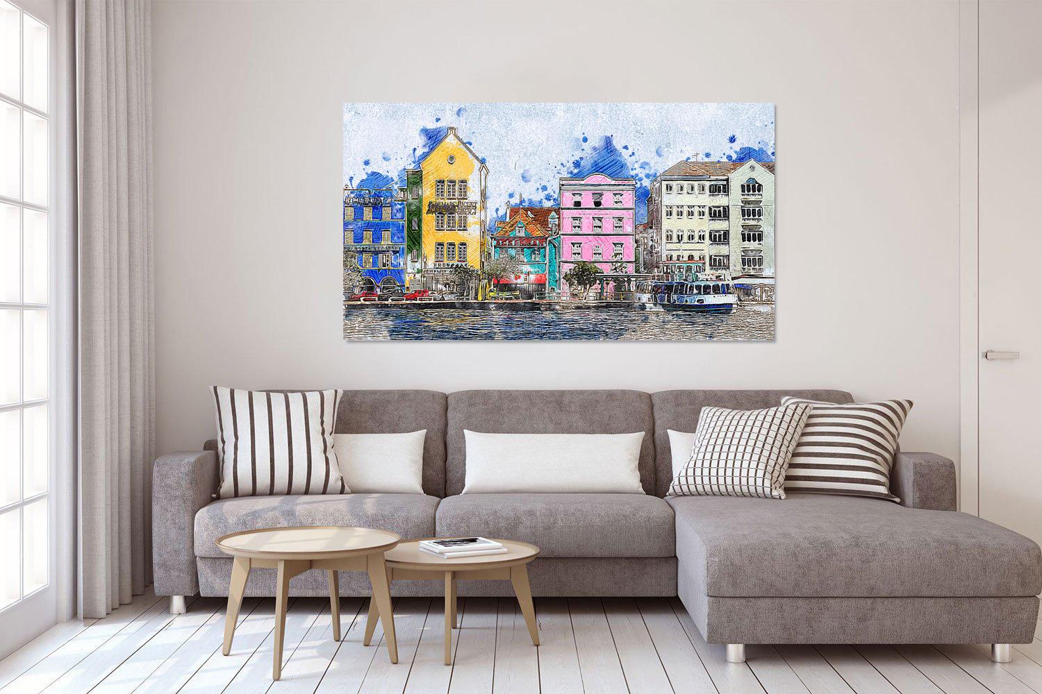 Photo painting on canvas - Colorful houses