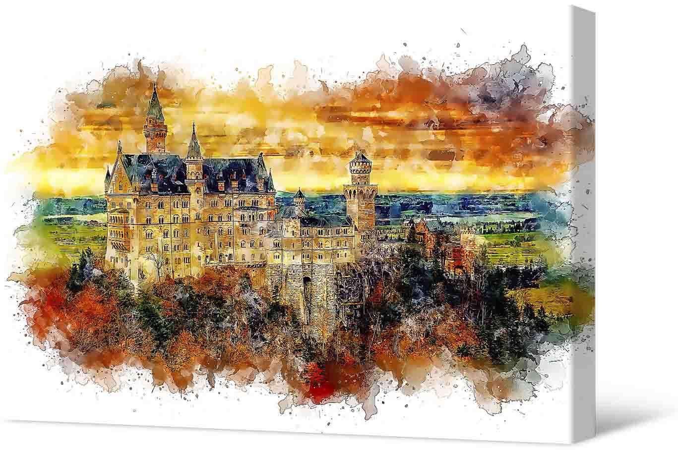 Paveikslėlis Nuotraukų tapyba ant drobės - Graži pilis saulėlydžio metu