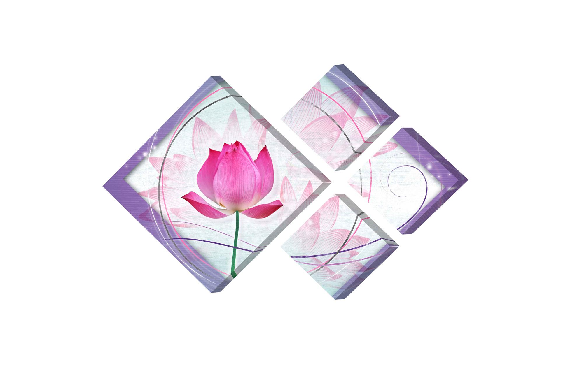 Obrazek Modułowy obraz - różowy delikatny kwiatek na różowym tle 3
