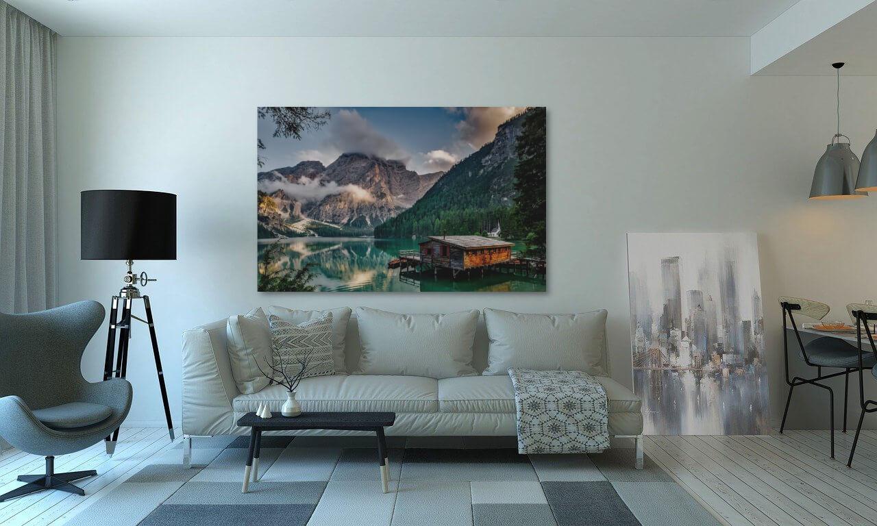 Photo painting on canvas - Lake in Trentino Alto Adige