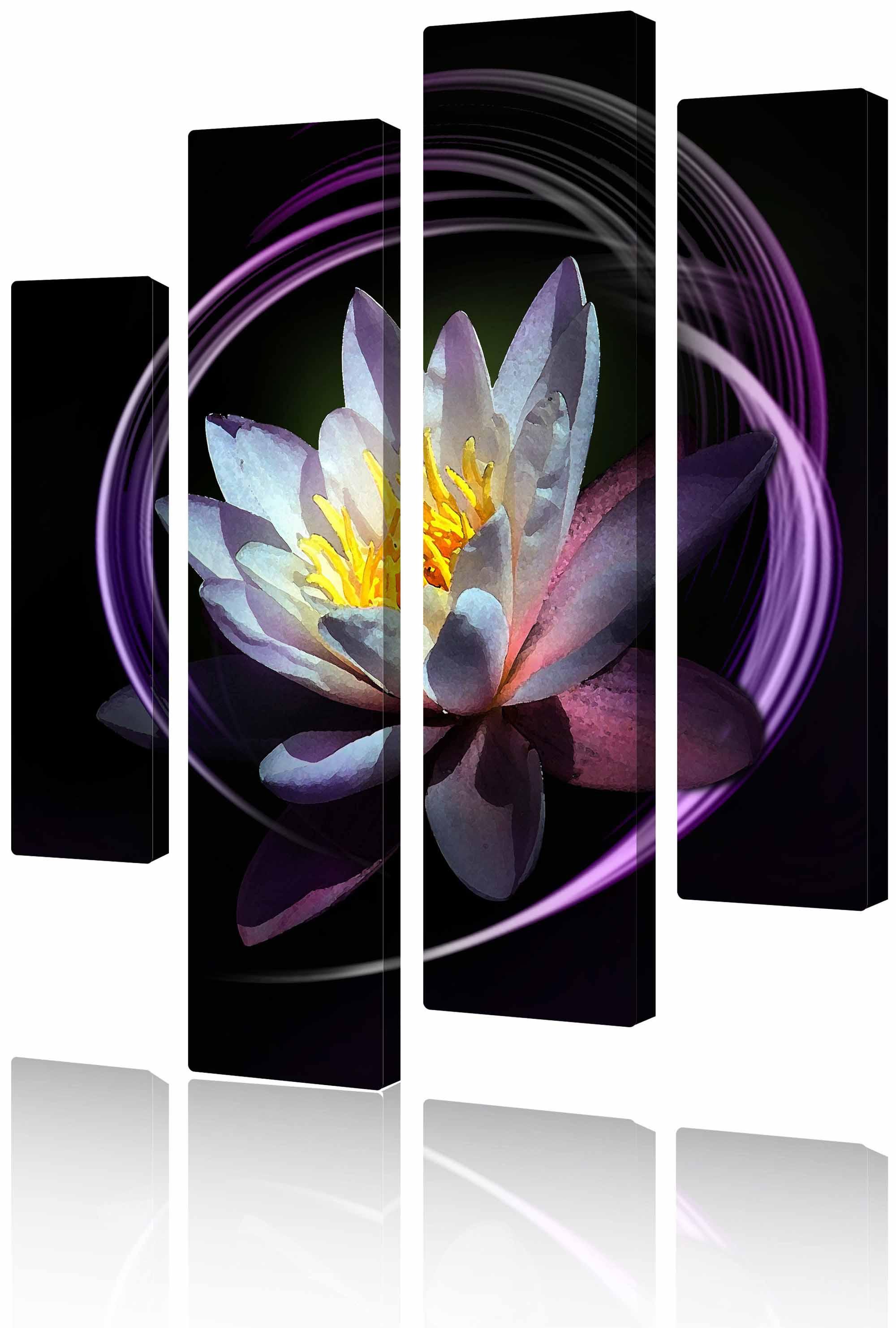 Modular picture - blooming water lily on a black background