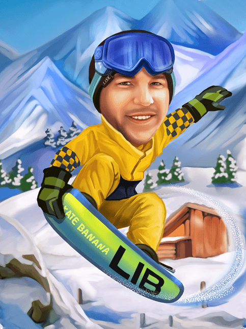 Karykatura - snowboardzista